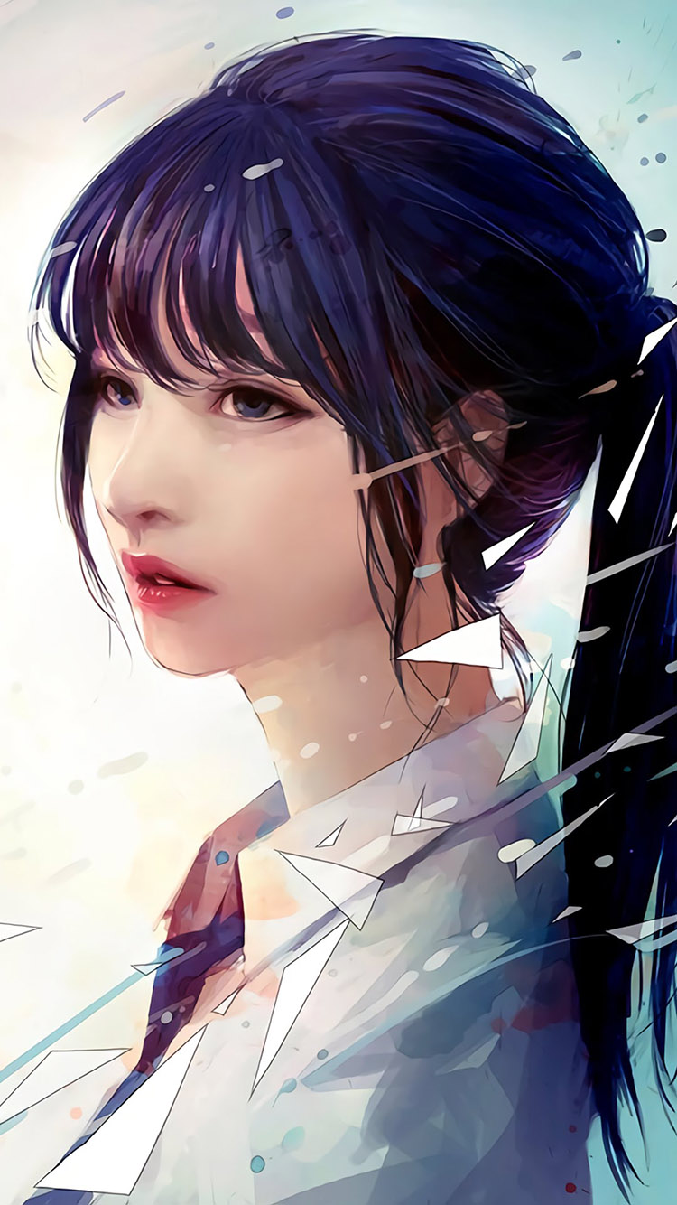 动漫 妹子 手绘 马尾