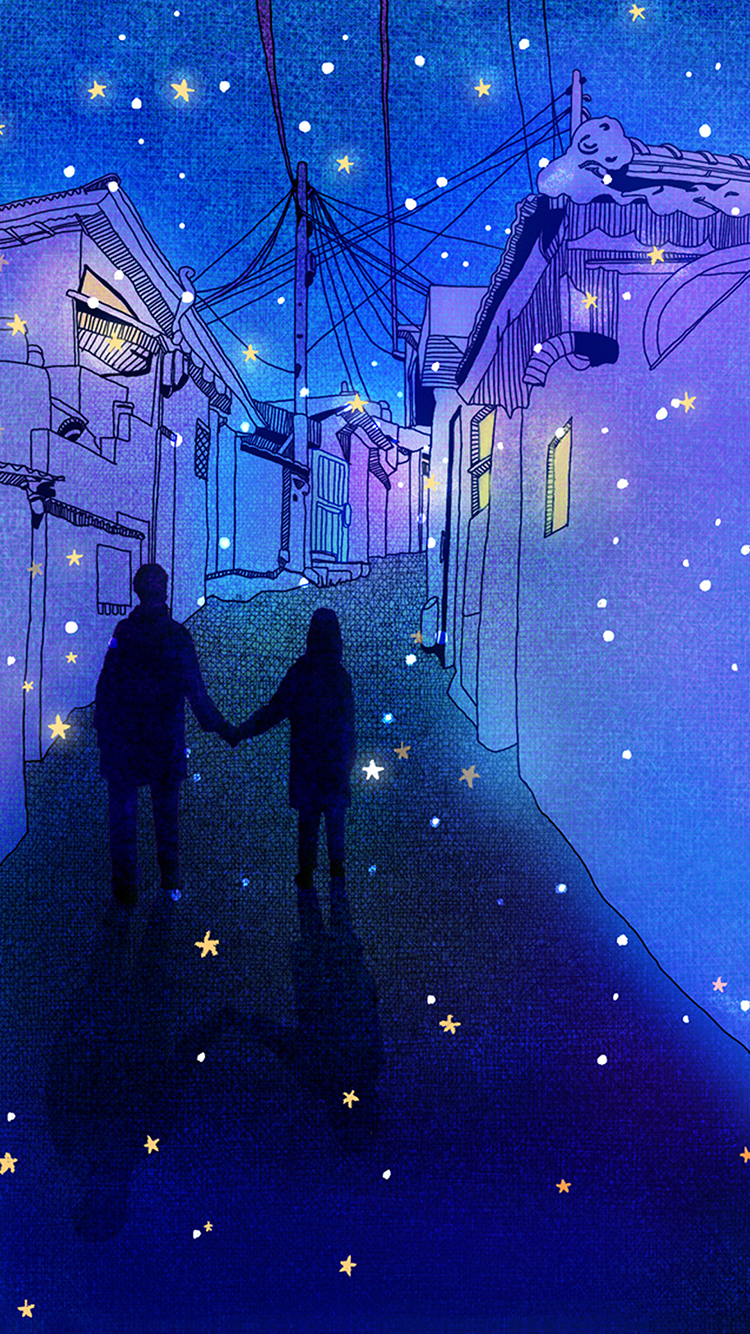 夜色 星空 蓝色 背影