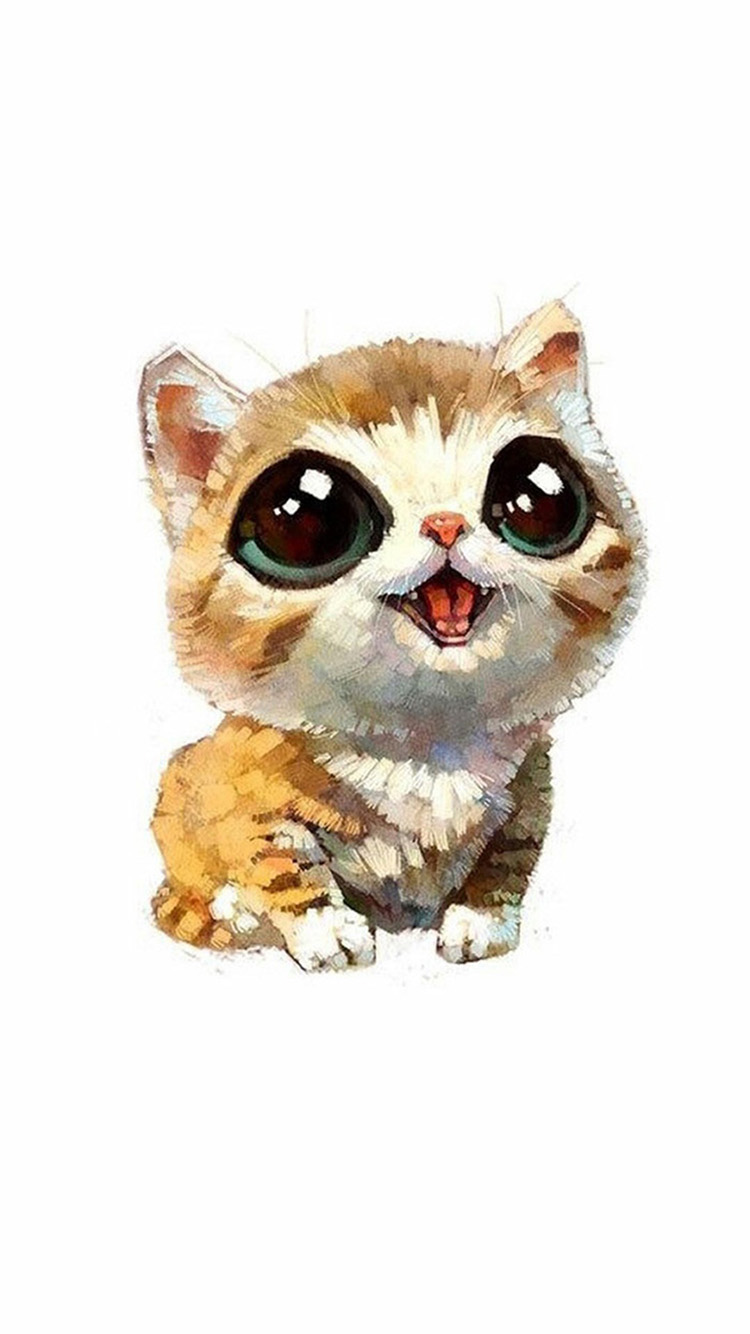 手绘 小猫 猫咪 黄色