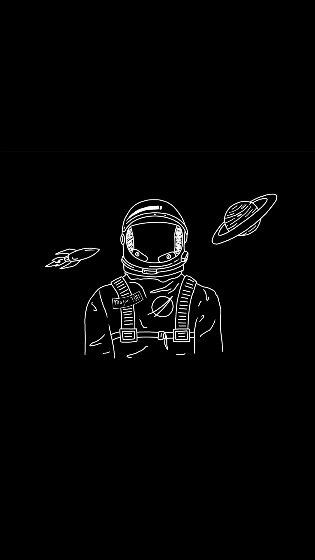 太空人 手绘 黑白 线描 星球