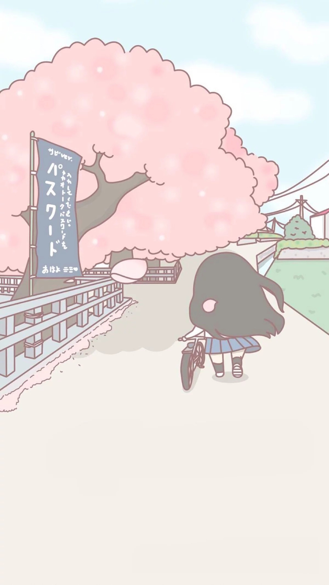 小女孩 日本 卡通 背影 粉色