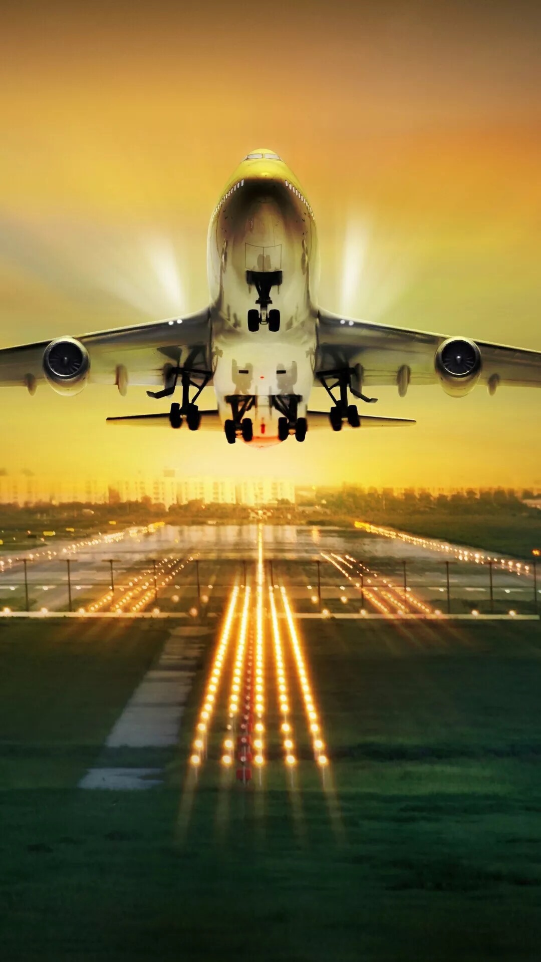 飞机 起飞 跑道 机场 航空 光