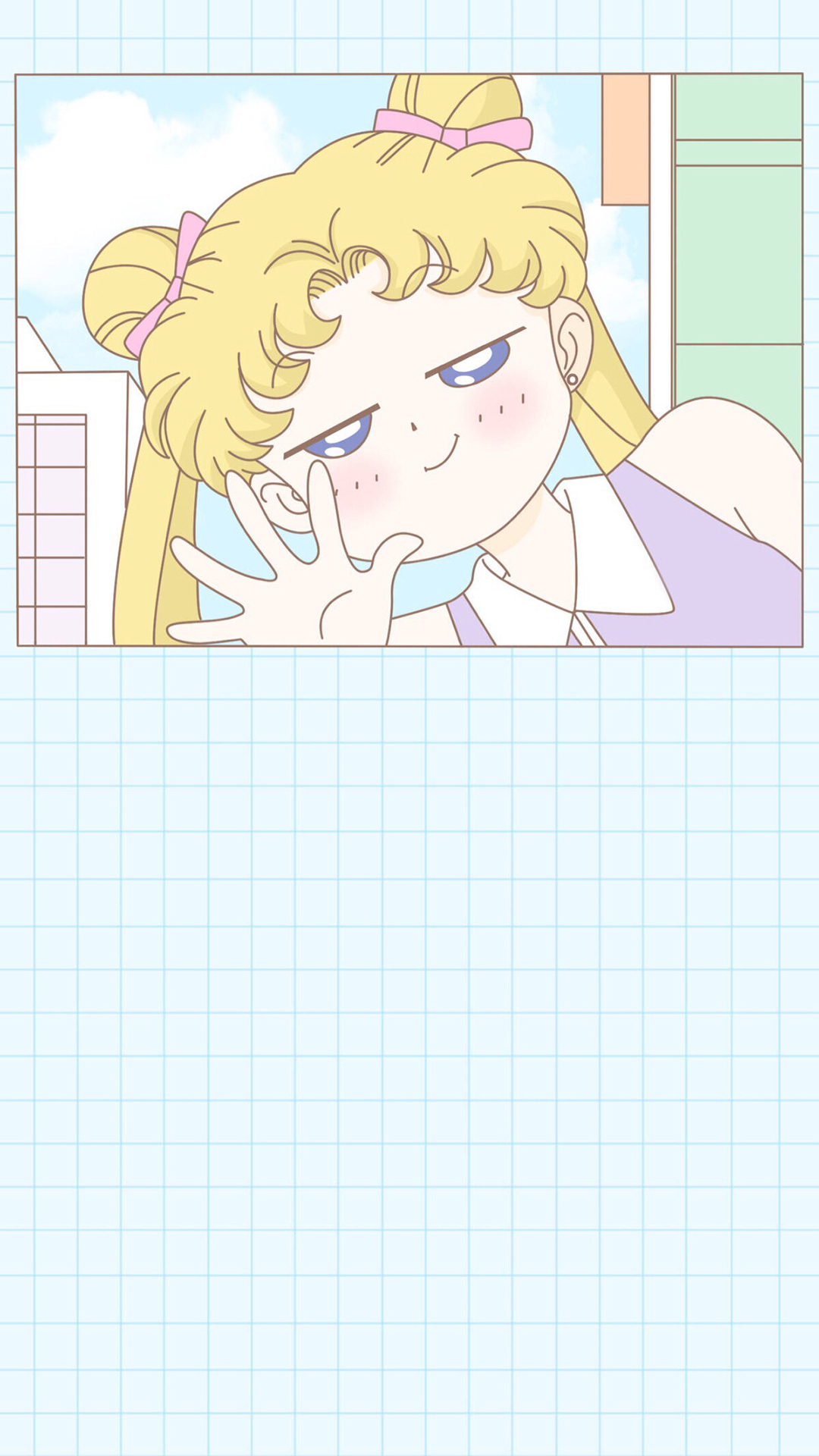 动漫 美少女战士 蓝色格子背景