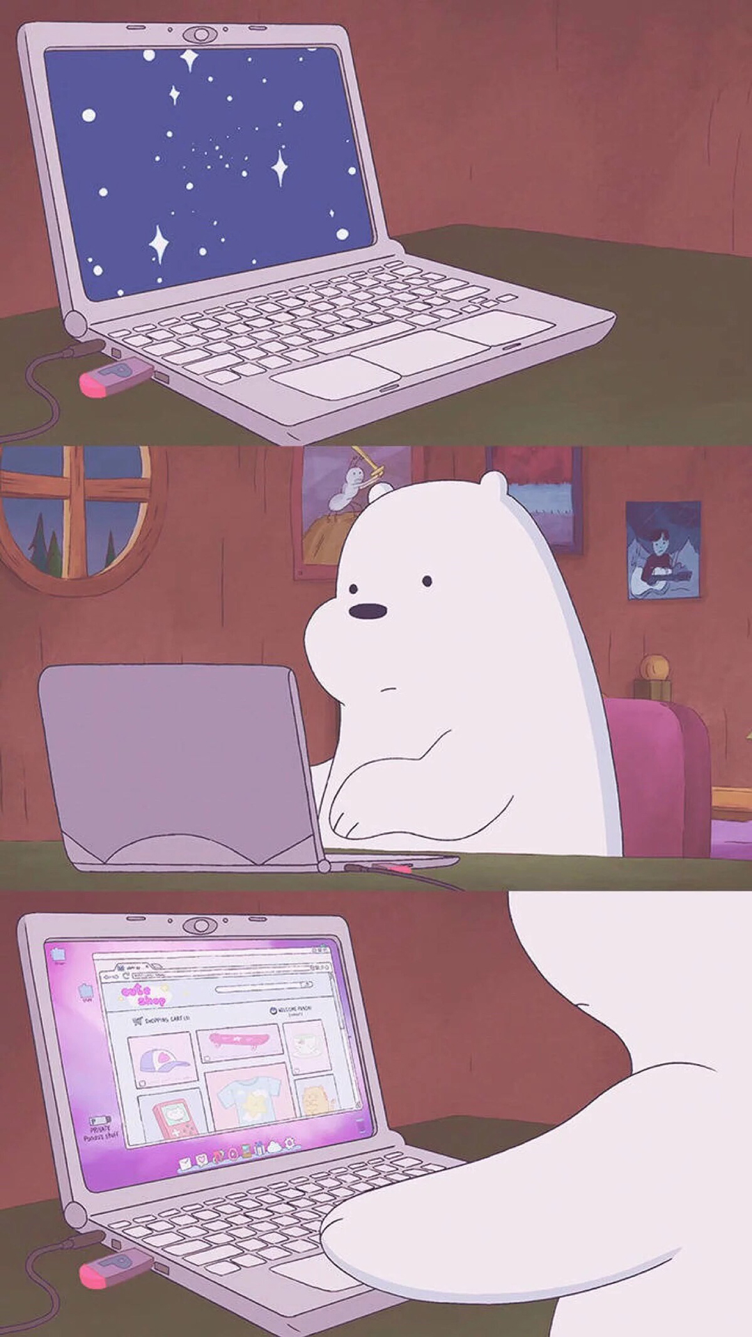 咱们裸熊 动画 白熊 玩电脑