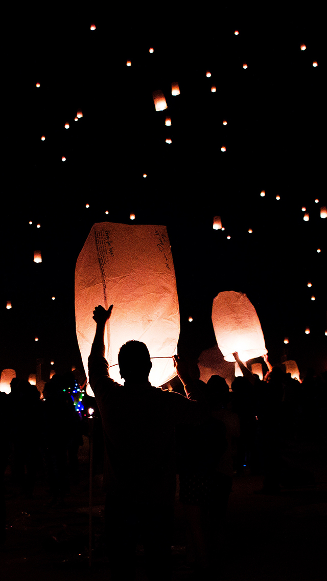 孔明灯 庆祝 夜晚 祝福 祈祷
