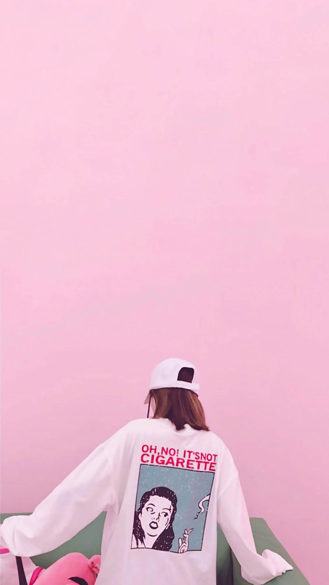 情侣壁纸 粉色背景 女孩背影