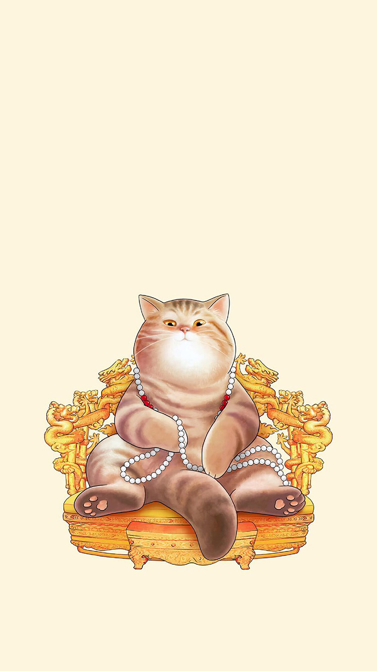 猫咪插画 肥猫 龙椅 可爱