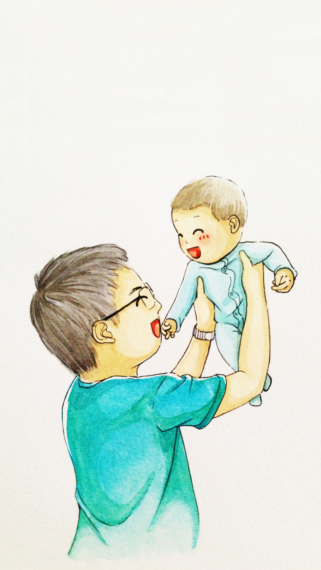 父亲节 插画 父亲 孩子