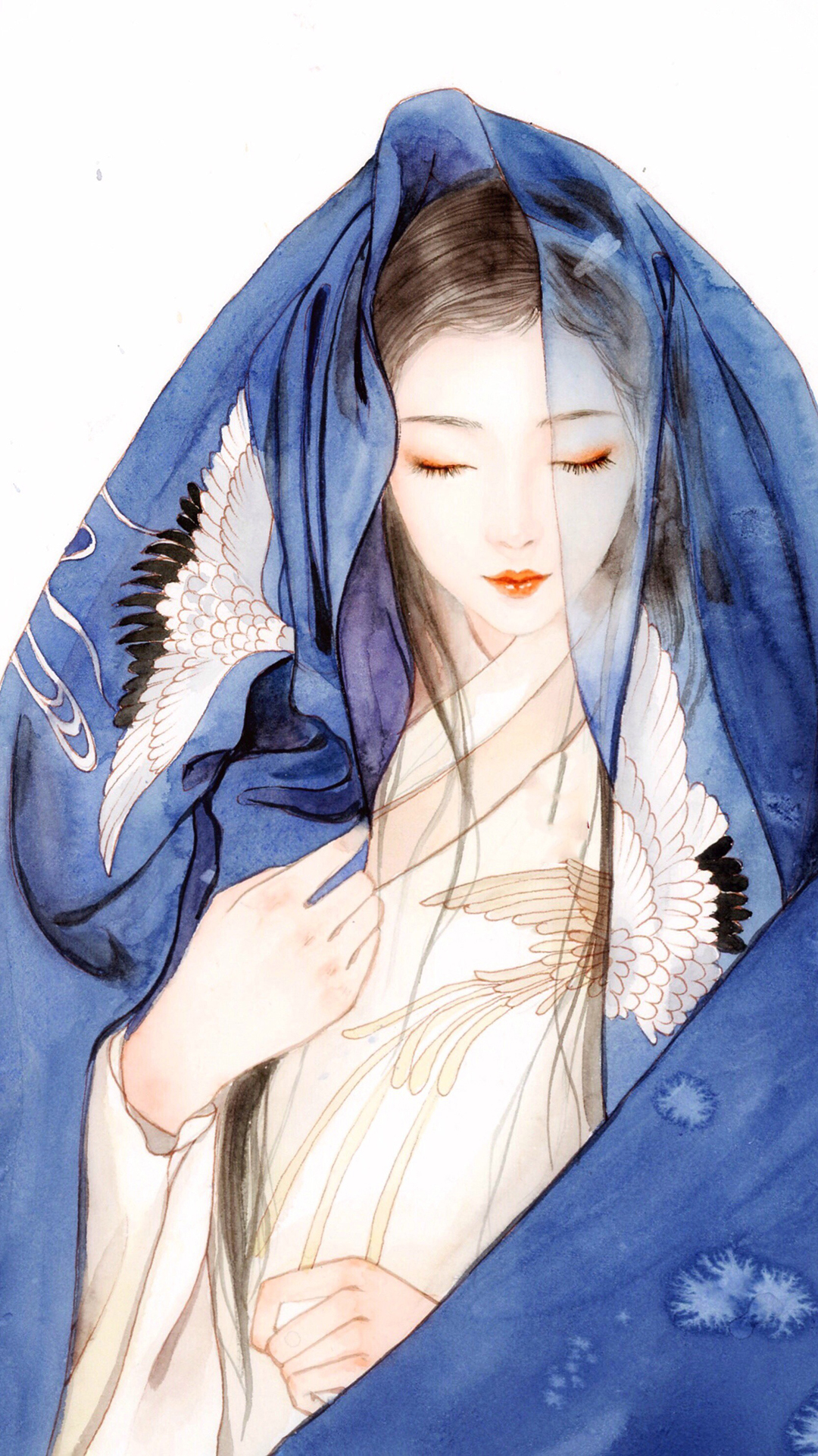 古风插画 没人 仙鹤 白岫作品