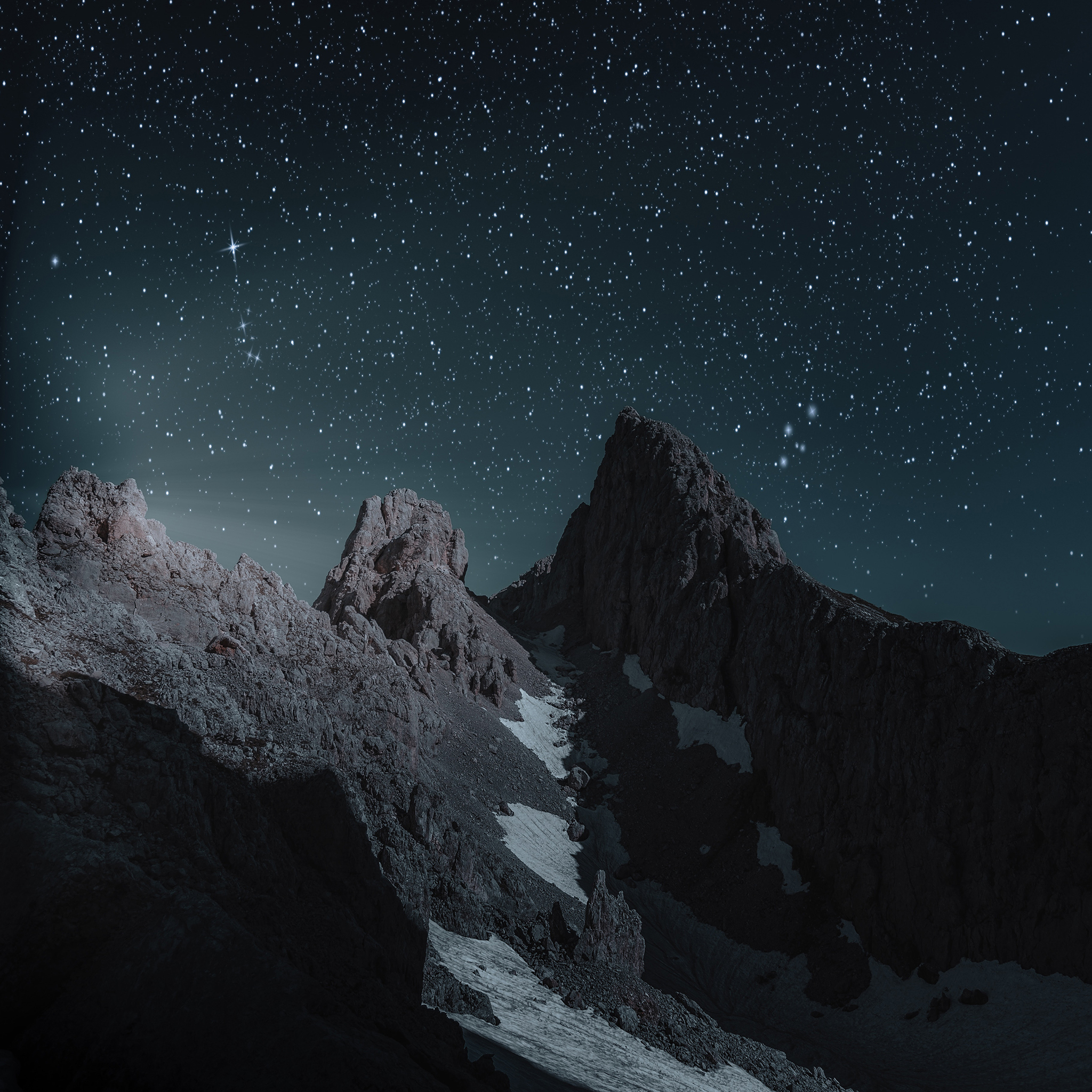 夜晚 星空美景 山峰