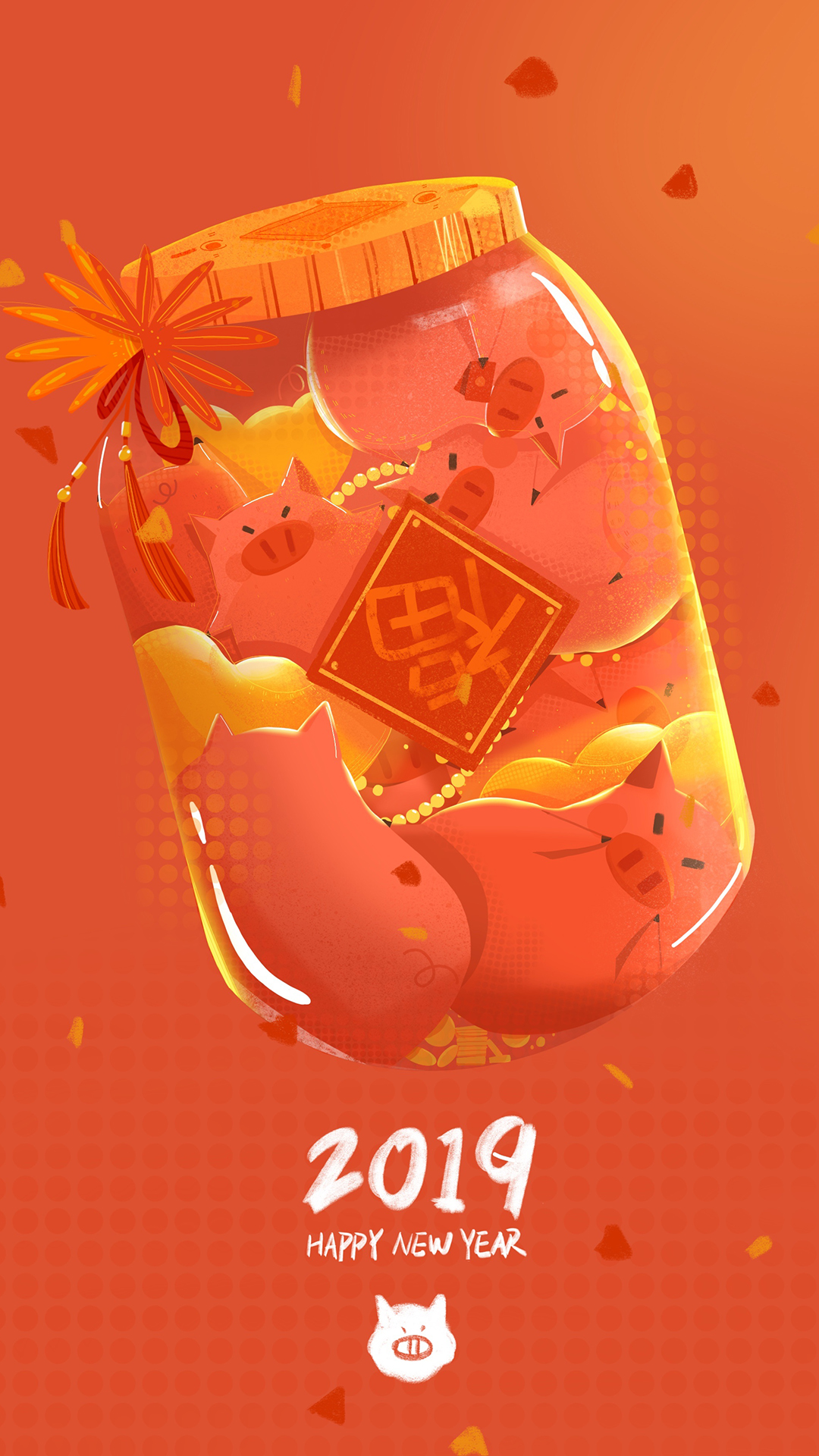 小猪佩奇 可爱 动画 花 新年 苹果手机高清壁纸