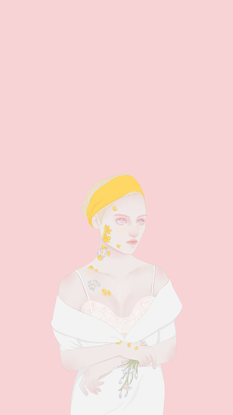 荷塘 女孩 锦鲤 荷花 唯美 苹果手机高清壁纸 7