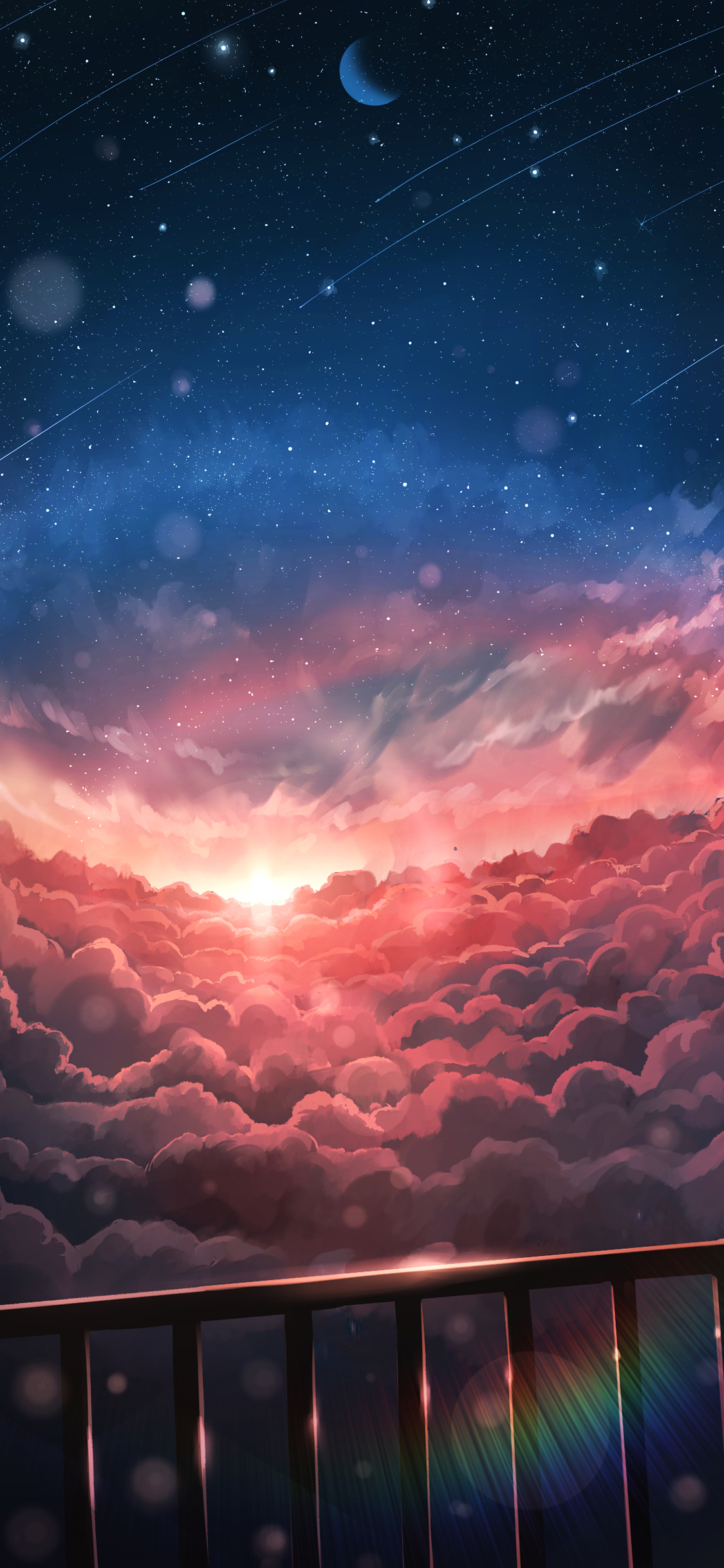 天空 云朵 栏杆 漫画 星空 浪漫