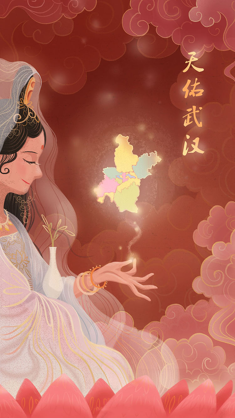 事事顺利 插画 小女孩 苹果手机高清壁纸 750x